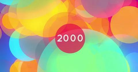 Image of floating coloured circles and anumber in white on central red circle Stock Illustration