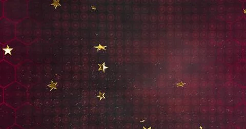 Image of floating spots and stars over black background Illustrazione stock