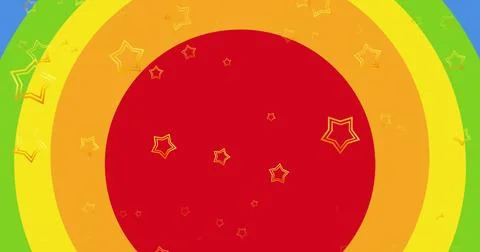 Image of floating stars over moving rainbow background Illustrazione stock