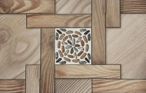 Image of a floor ceramic brown tile with a geometric graphic pattern Stock-Fotos
