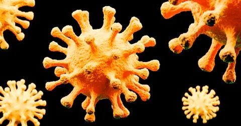 Image of Flu COVID-19 virus cell under the microscope on the blood.Coronaviru Stock Illustration