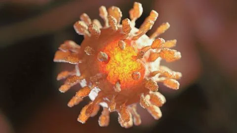 Image of Flu COVID-19 virus cell under the microscope on the blood.Coronavirus Stock Illustration