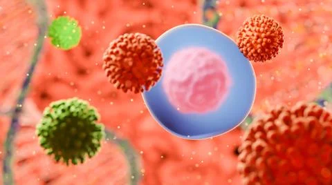 Image of Flu COVID-19 virus cell under the microscope on the blood.Coronaviru Stock Illustration