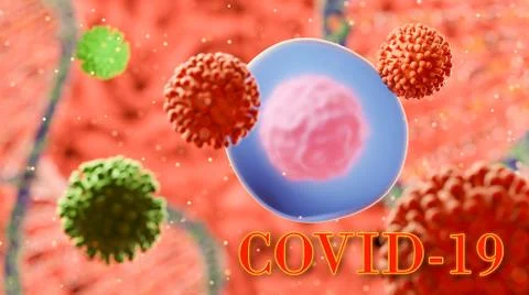 Image of Flu COVID-19 virus cell under the microscope on the blood.Coronaviru Stock Illustration