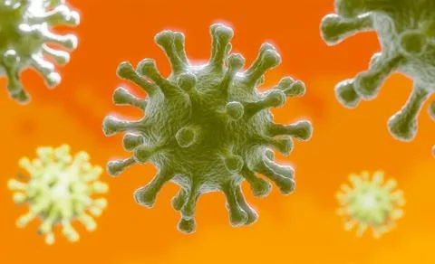 Image of Flu COVID-19 virus cell under the microscope on the blood.Coronaviru Stock Illustration