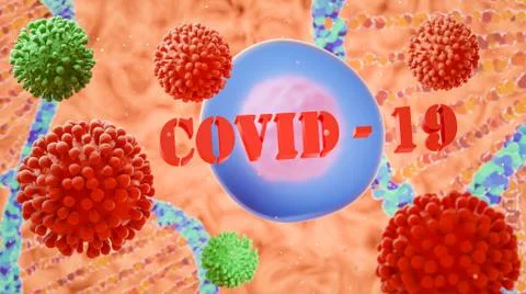 Image of Flu COVID-19 virus cell under the microscope on the blood.Coronaviru Stock Illustration
