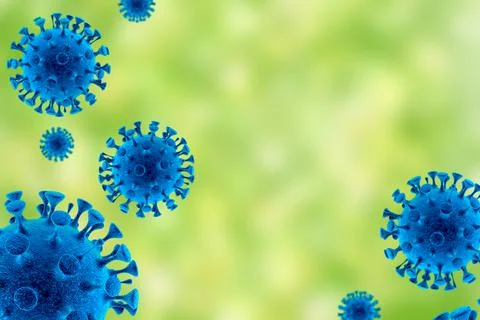 Image of flu COVID-19 virus cell. Coronavirus Covid 19 outbreak influenza bac Stock Illustration