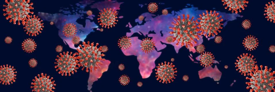 Image of flu COVID-19 virus cell. Coronavirus Covid 19 outbreak influenza bac Stock Illustration