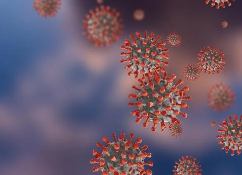 Image of flu COVID-19 virus cell. Coronavirus Covid 19 outbreak influenza bac Stock Illustration