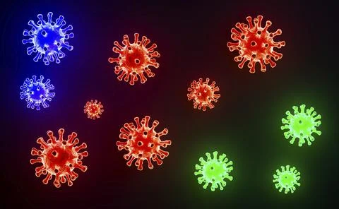 Image of Flu COVID-19 virus cell under the microscope on the blood.Coronavirus Stock Illustration