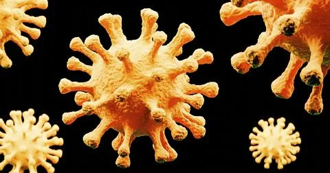 Image of Flu COVID-19 virus cell under the microscope on the blood.Coronavirus Stock Illustration
