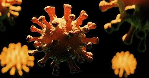 Image of Flu COVID-19 virus cell under the microscope on the blood.Coronavirus Stock Illustration