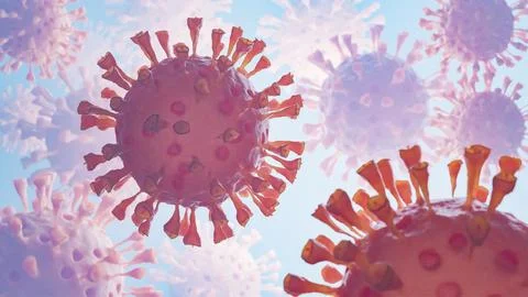Image of Flu COVID-19 virus cell under the microscope on the blood. Coronavirus Stock Illustration