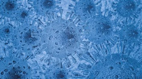 Image of Flu virus cell under the microscope on the blood. Coronavirus Covid- Stock Illustration