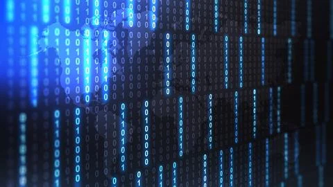 Image of flying binary codes as background, big data. 库存照片