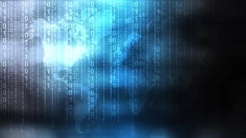 Image of flying binary codes as background, big data. 库存照片