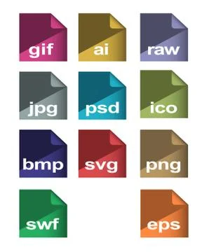 Image formats set with long shadow Stock Illustration