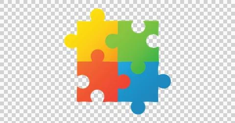 Image of four multi coloured puzzle elements forming square Autism Awareness Stock Illustration