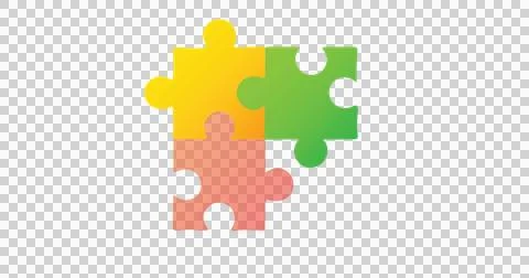 Image of four multi coloured puzzle elements forming square Autism Awareness Illustrazione stock