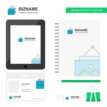 Image frame Business Logo, Tab App, Diary PVC Employee Card and USB Brand Sta Illustrazione stock