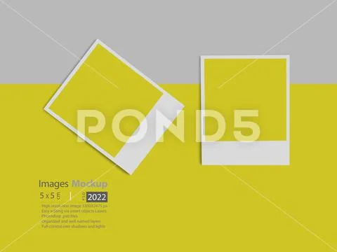Image frames or color swatches on yellow background mock-up series PSD Template
