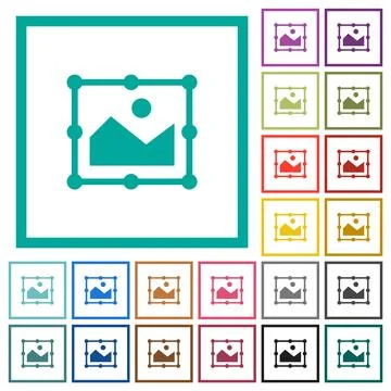 Image free transform flat color icons with quadrant frames イラスト素材