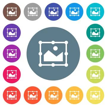 Image free transform flat white icons on round color backgrounds Illustrazione stock