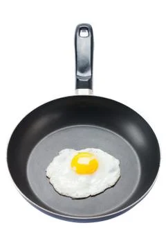 Image of a fried egg in a pan Stock Photos