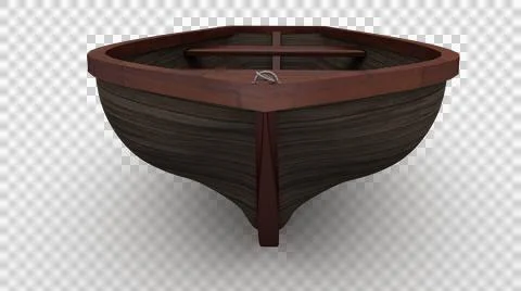 Image of front view of wooden rowing boat Stock Illustration