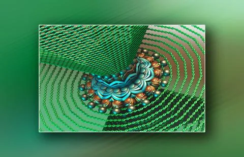 Image gallery with 3D fractal render elements Stock Illustration
