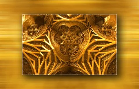 Image gallery with 3D fractal render elements Stock Illustration
