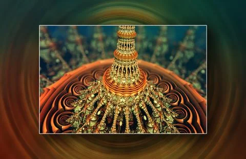 Image gallery with 3D fractal render elements Stock Illustration