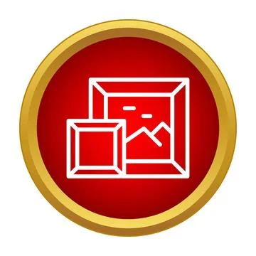 Image gallery frames on red gold icon 스톡 일러스트