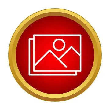 Image gallery icon displaying landscape and sun Illustrazione stock