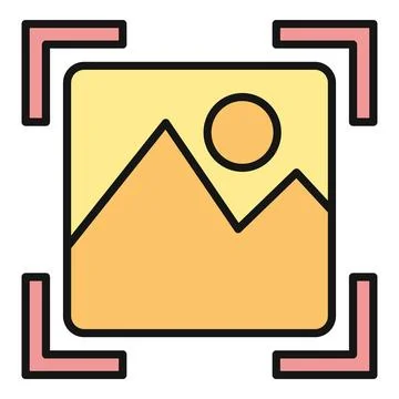 Image gallery icon displaying landscape with mountains Stock Illustration