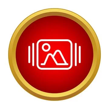 Image gallery icon in red circle button Stock Illustration