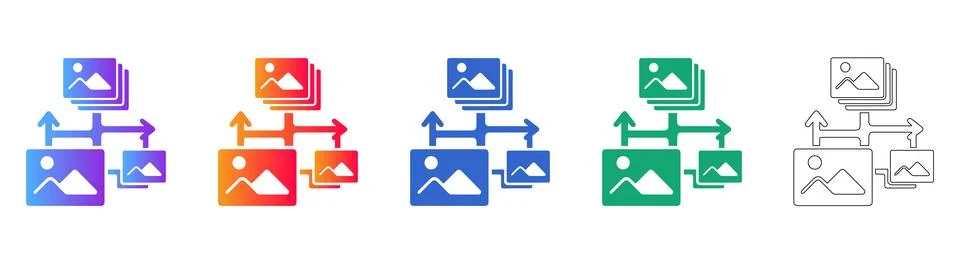 Image Gallery Network Structure Icons Stock Illustration