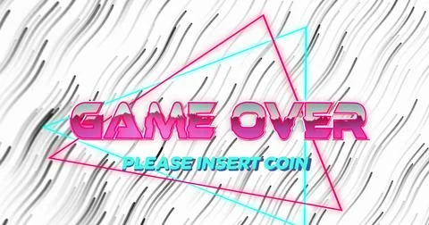 Image of game over text banner against wavy lines in seamless pattern on white Stock Photos