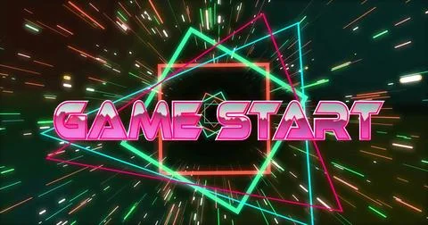 Image of game over text over neon pattern background イラスト素材