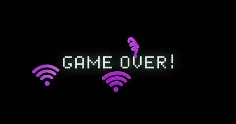 Image of game over text over wifi icons on black background Stock Illustration