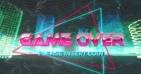 Image of game over text over neon pattern Stock Photos