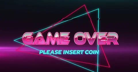Image of game over text over neon pattern background Stock Photos