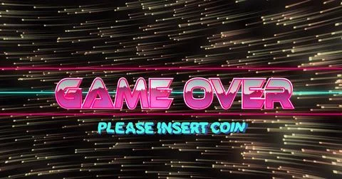 Image of game over text over spots Foto stock