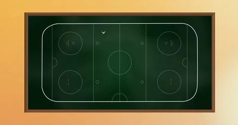 Image of game plan with arrows, circles and x signs on sports court Stock Photos