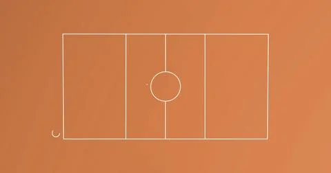 Image of game plan with arrows, circles and x symbol on sports court Stock Photos