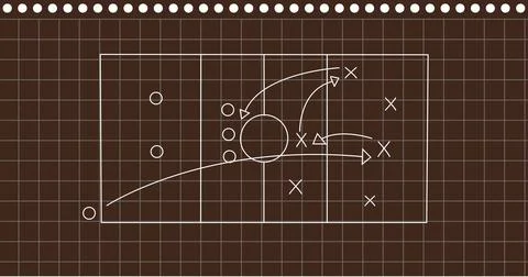 Image of game plan on brown background with lines 스톡 사진