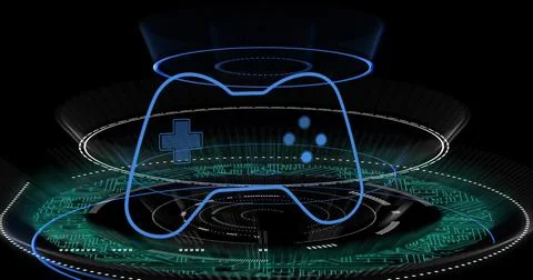 Image of gamepad icon over scope scanning Stock Photos
