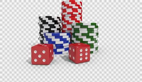 Image of gaming dice and stacks of poker chips Stock Photos