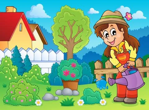 Image with gardener theme - illustration. Stock Illustration