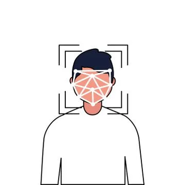 An image of geometric digital technology that scans a person's face. Vector i Stock Illustration